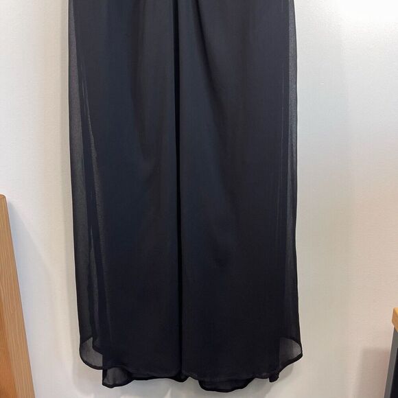 Reformation Positano Black Semi-Sheer Georgette V-Neck Midi Dress 2P - Picture 7 of 9